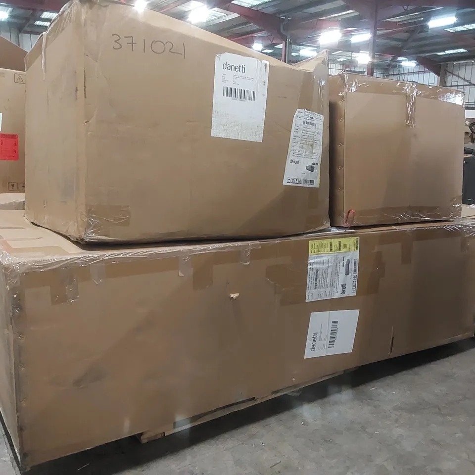 BOXED DANETTI SERENE GREY FABRIC RECLINER LEFT CORNER CHAISE SOFA (3 BOXES)