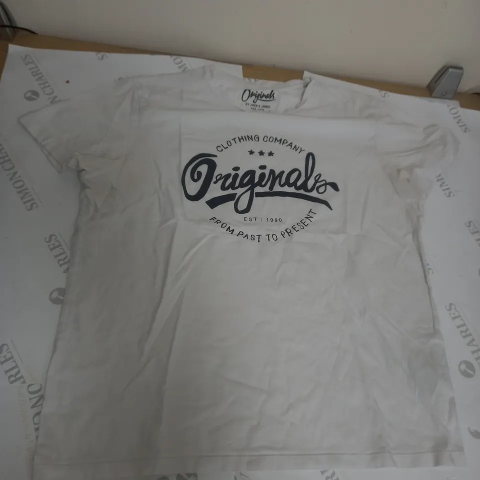 JACK AND JONES ORIGINAL WHITE TEE SIZE S