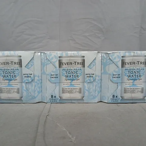 FEVER-TREE PREMIUM INDIAN TONIC WATER (3 PACKS OF 8 X 150ML CANS)