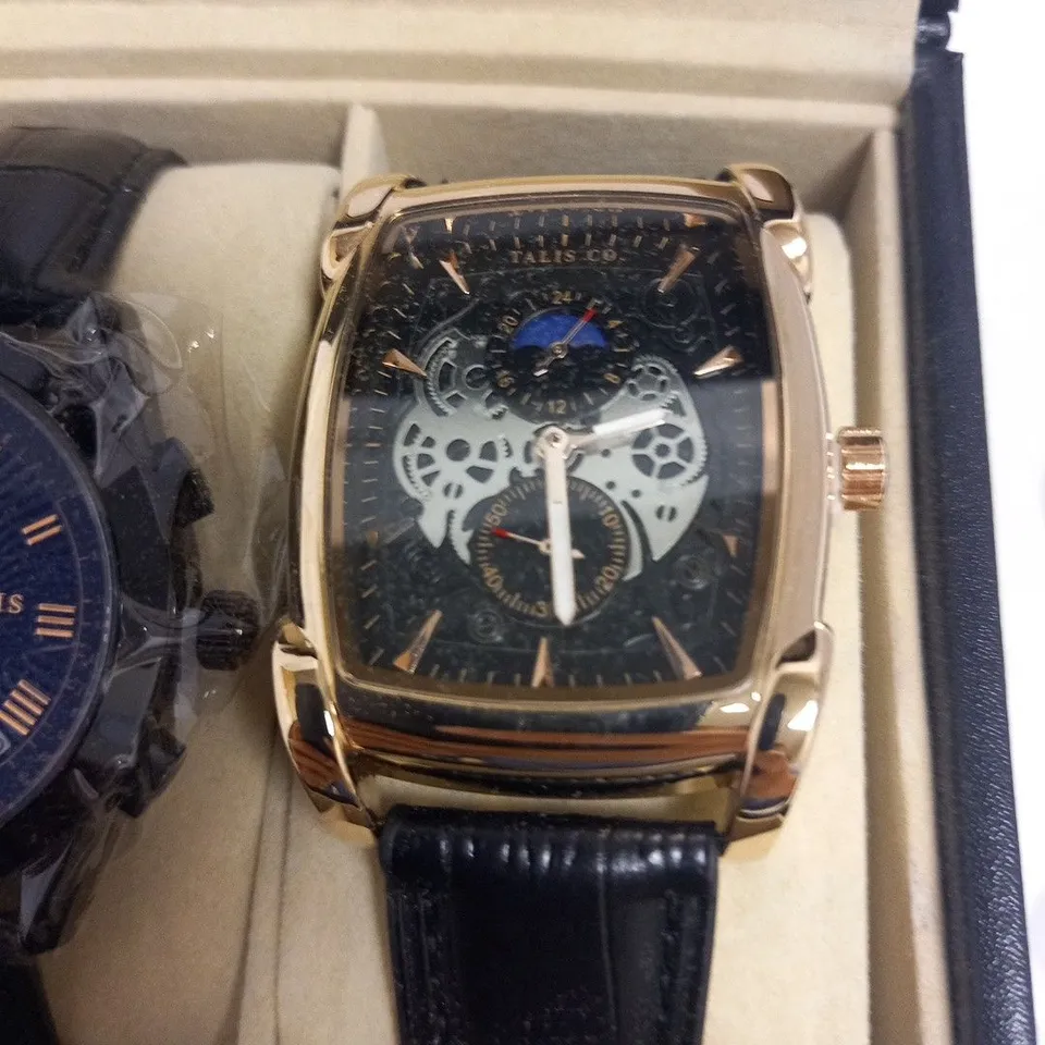 MENS TALIS CO WATCH DUEL GIFT BOX  2X WATCHES INCLUDED – BRAND NEW - LEATHER STRAP