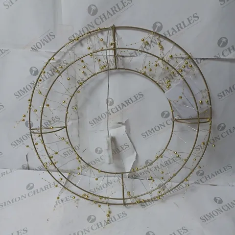 BOXED SARA DAVIES GOLD PRE-LIT BEADED WREATH