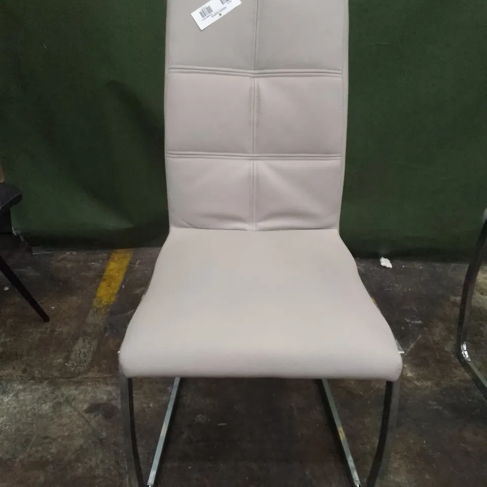LIGHT GREY LEATHER DINING CHAIR