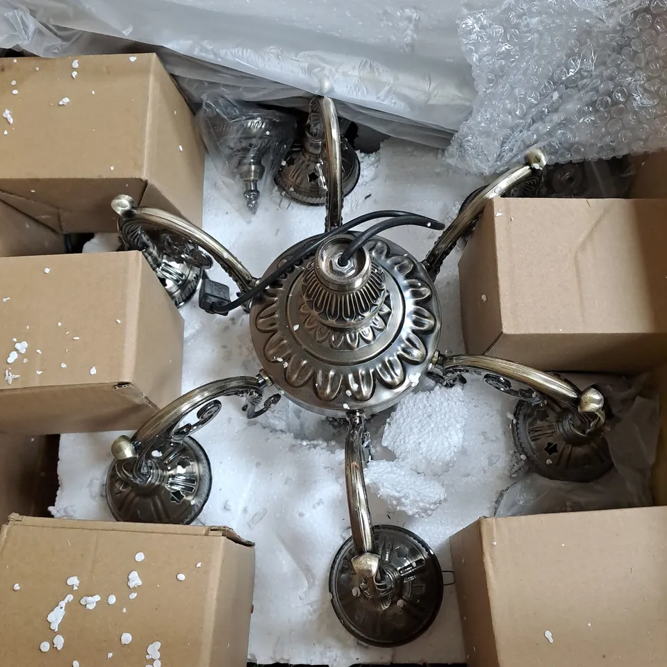 UNBRANDED GOTHIC STYLE 6 LIGHT CEILING LIGHT WITH GLASS SHADES