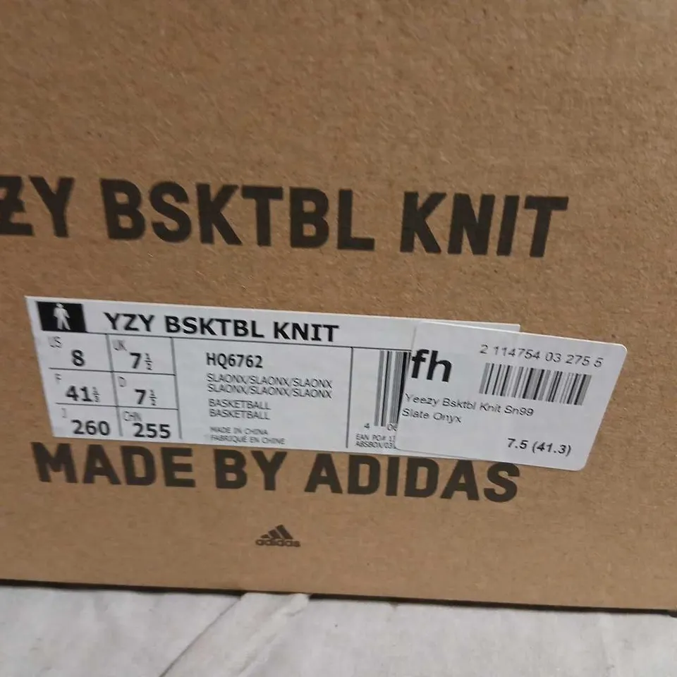 ADIDAS YZY BSKTBL KNIT SNEAKERS – SLATE/ONYX, UK SIZE NOT SHOWN (US 7.5 / EU 41 1/3)