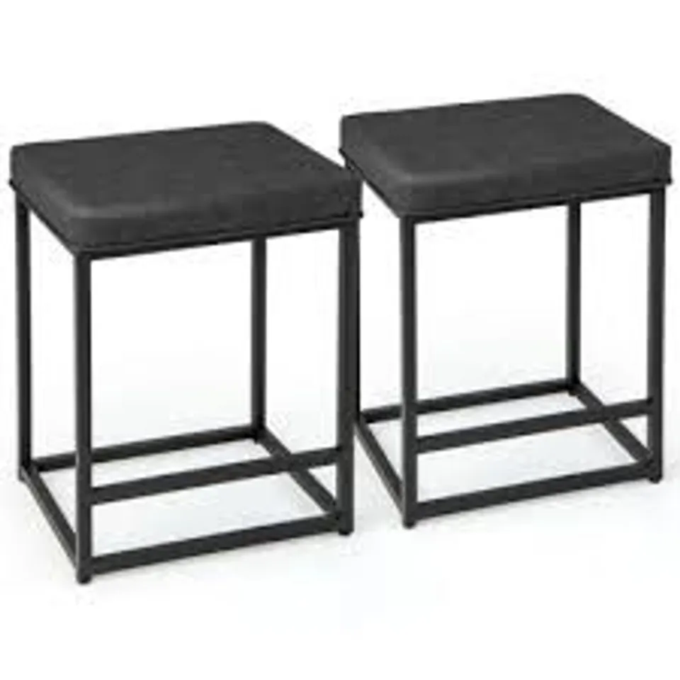 BOXED COSTWAY BLACK PVC LEATHER BAR STOOL SET OF 2