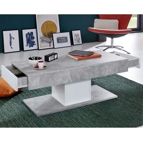 BRAND NEW BOXED TRENDTEAM UNIVERSAL COFFEE TABLE IN STONE GREY WITH STORAGE (1 BOX)