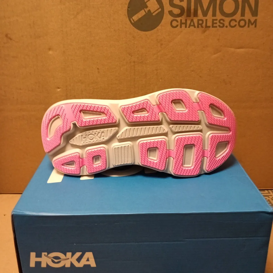 HOKA BONDI 9 WOMEN'S RUNNING SHOES – UK4 (US 5.5B), GREY/PINK, BOXED