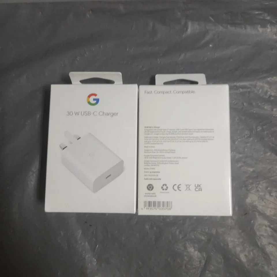 SEALED X2 GOOGLE 30W USB-C CHARGER IN WHITE