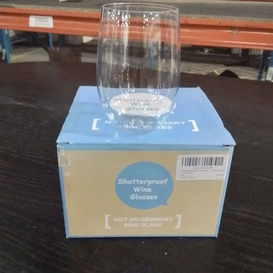 4 BOXES OF 4 SHATTERPROOF PLASTIC WINE GLASSES