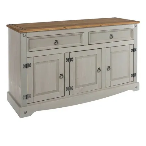 BOXED CORONA GREY WASHED MEDIUM SIDEBOARD (2 BOXES)