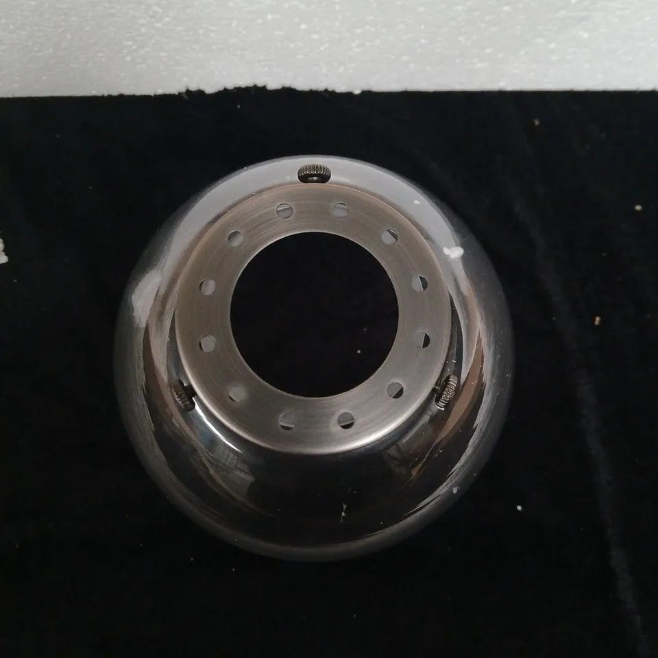 CHROME CEILING LIGHT WITH GLASS SHADE & MOUNTING RING – BOXED