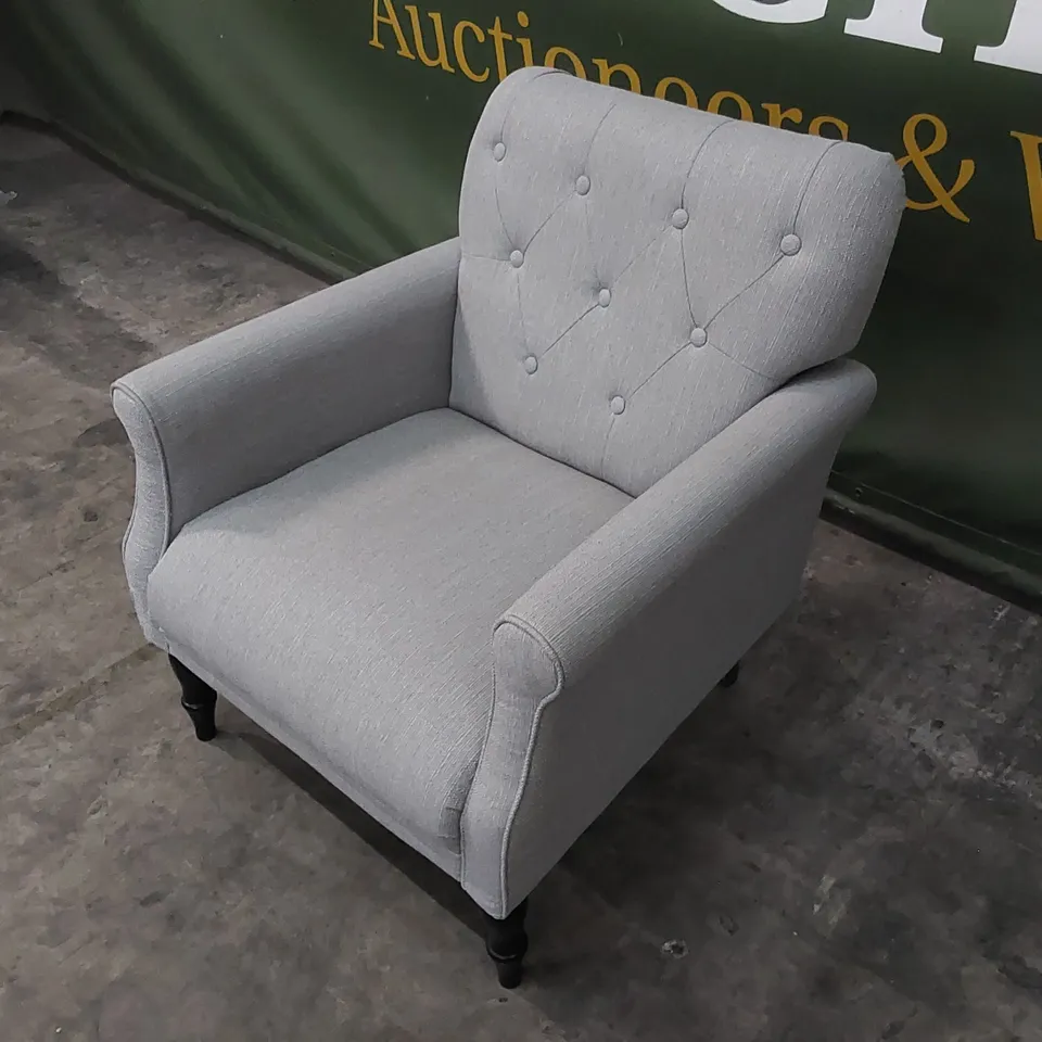 QUALITY DESIGNER GREY FABRIC ARMCHAIR 