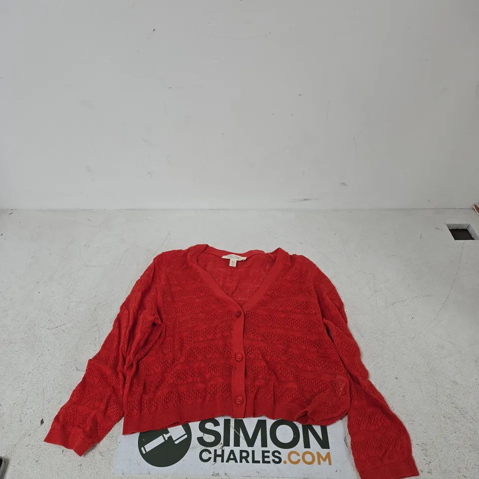 SEASALT CORNWALL ORGANIC COTTON CARDIGAN – RED, UK 12