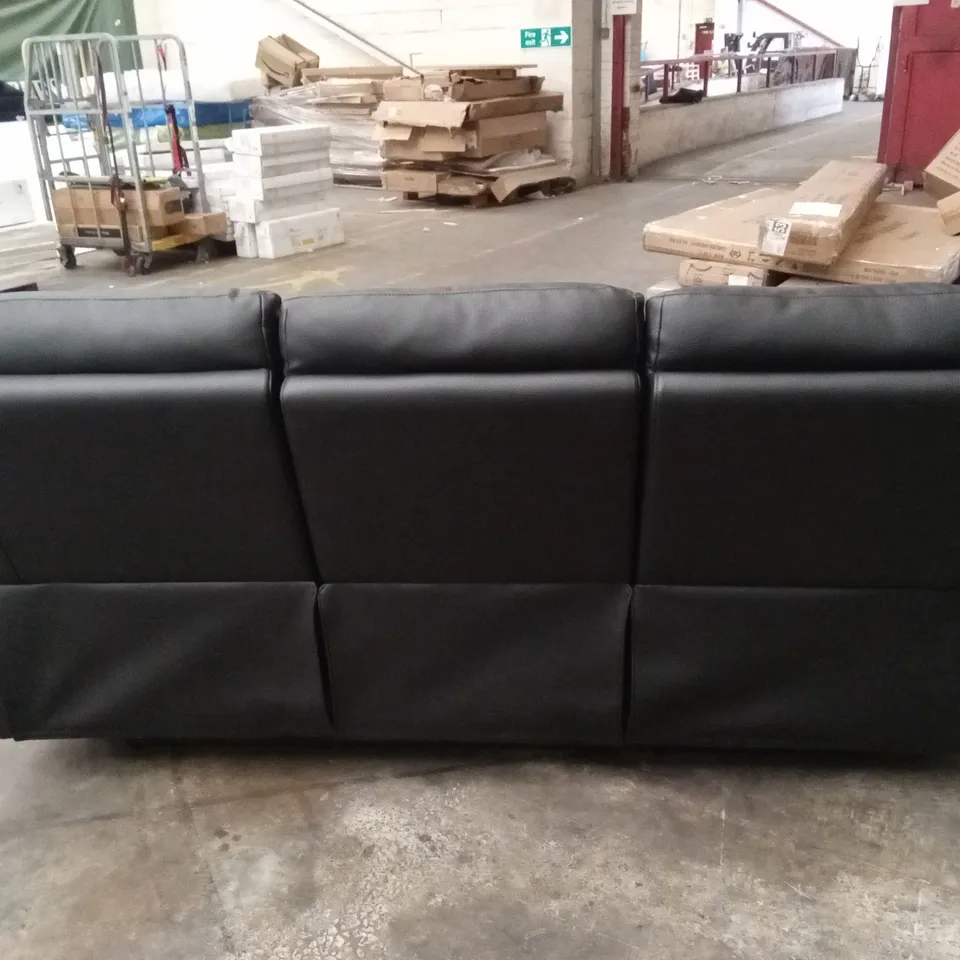ALBION LUXURY FAUX LEATHER 3 SEATER HIGH BACK MANUAL RECLINER SOFA - BLACK RRP £619
