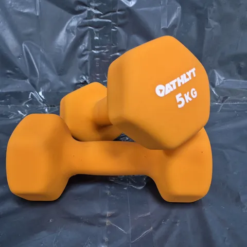 ATHLYT PAIR OF 5KG DUMBBELLS IN ORANGE