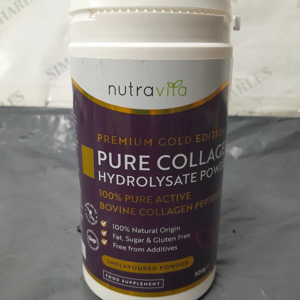 NUTRAVITA PREMIUM GOLD EDITION PURE COLLAGEN HYDROLYSATE POWDER - 500G UNFLAVOURED