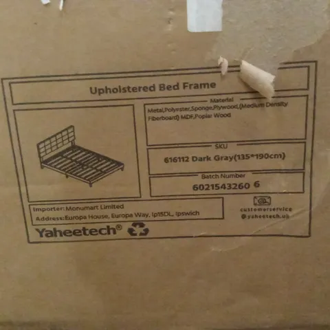 BOXED YAHEETECH DOUBLE SIZE BEDFRAME - DARK GREY (1 BOX)