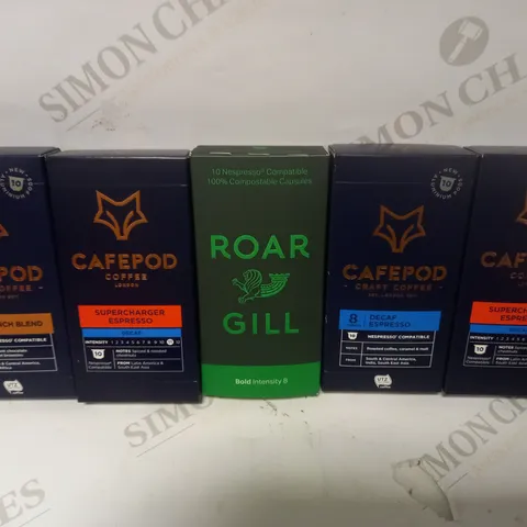 BOX OF APPROXIMATELY ASSORTED COFFEE POD PRODUCTS TO INCLUDE CAFEPOD, ROAR GILL, LONDON NOOTROPICS ETC