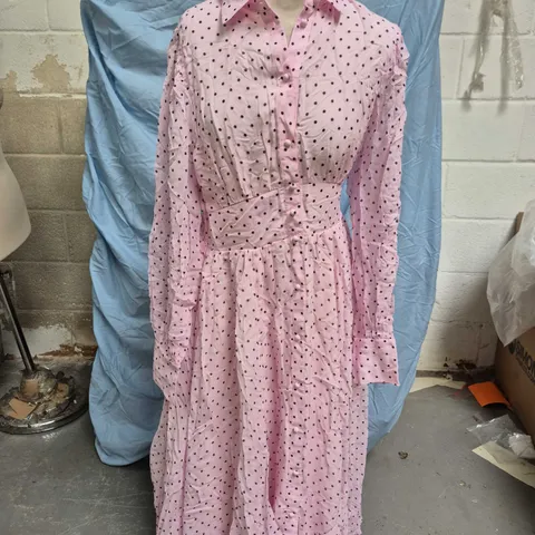 HOLLAND COOPER SORRENTO SHIRT DRESS – PINK POLKA DOT, UK SIZE 10