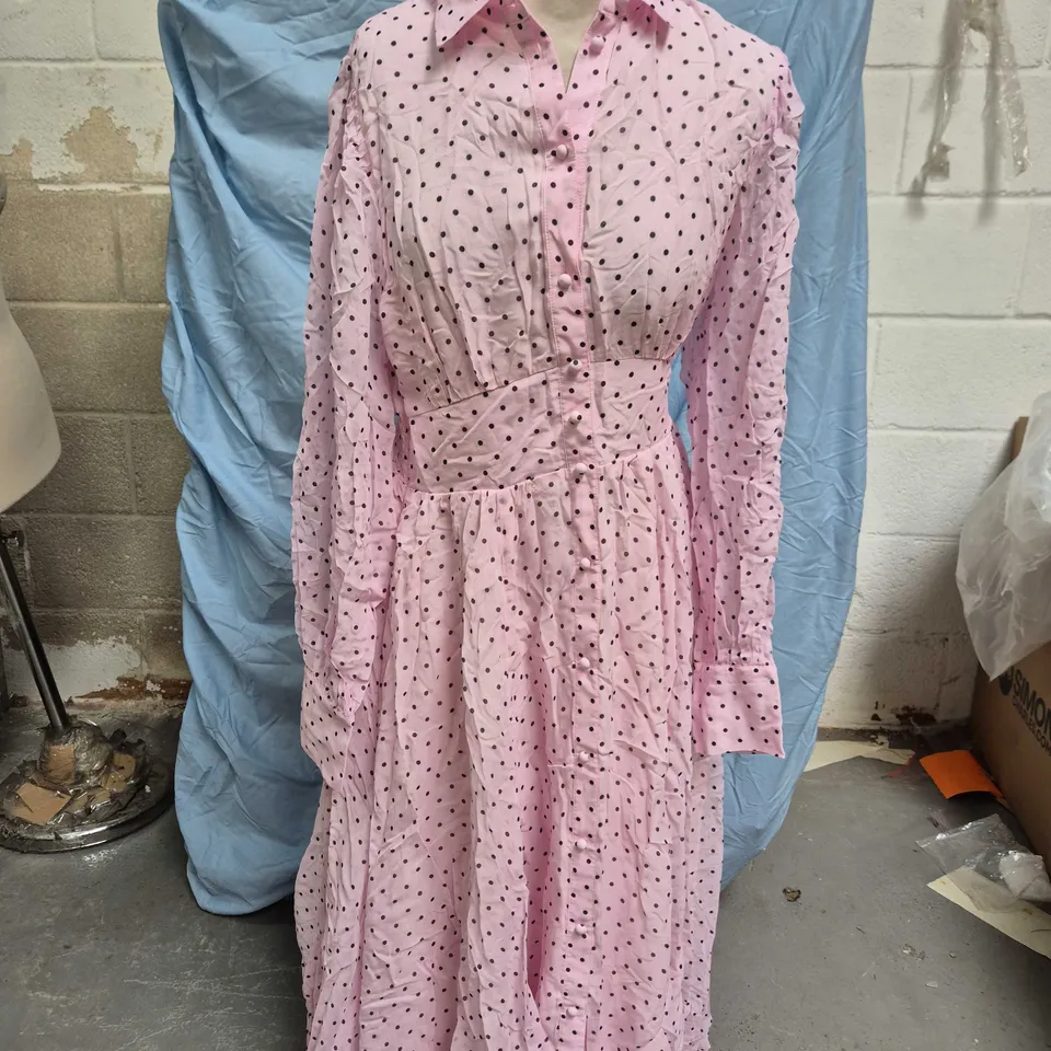HOLLAND COOPER SORRENTO SHIRT DRESS – PINK POLKA DOT, UK SIZE 10