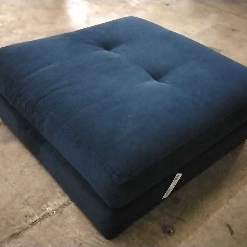 QUALITY DESIGNER LOUNGE CO FOOTSTOOL IN NAVY BLUE VELVET