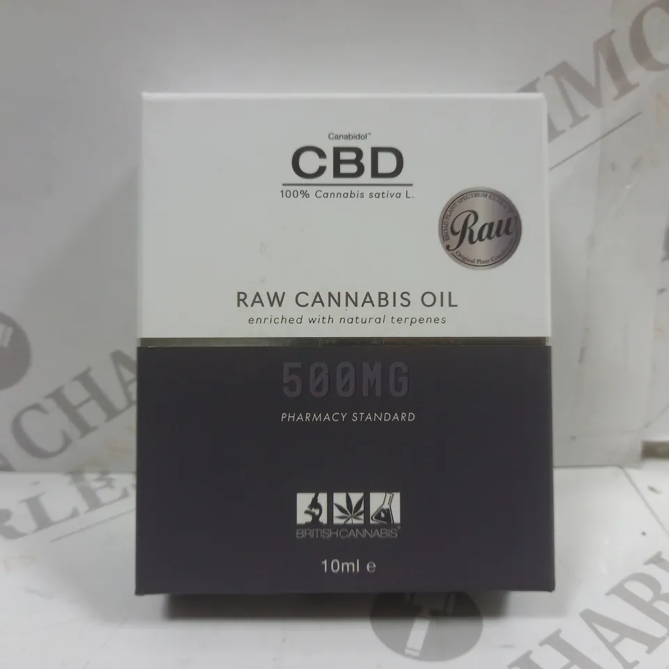 BOX OF 2 X 10ML CANABIDOL CBD RAW CANNABIS OIL 500MG DROPS