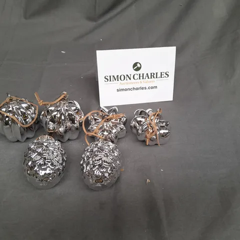 K BY KELLY HOPPEN SET OF 6 SILVER HANGING CHRISTMAS DECORATIONS