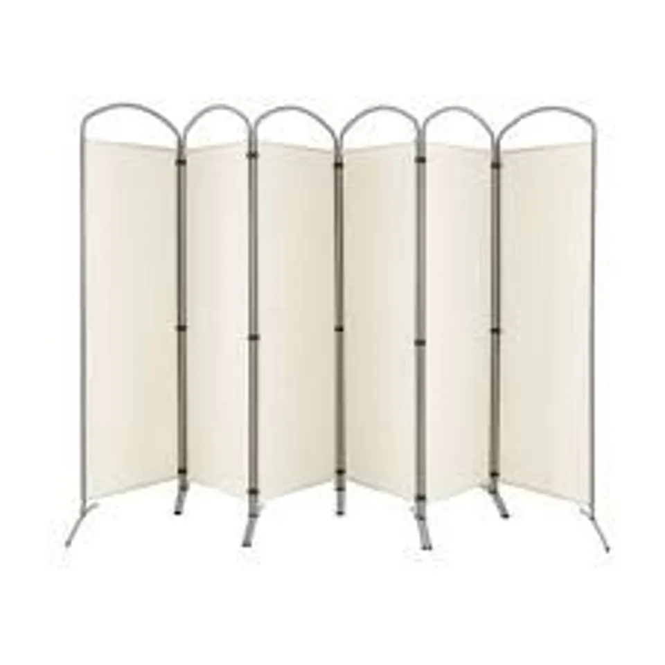 BOXED COSTWAY 6-PANEL ROOM DIVIDER FOLDING PRIVACY SCREEN FABRIC WALL DIVIDER 331 X 188cm - WHITE