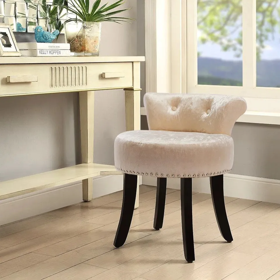 BOXED ACKERLY 60CM TALL IRON DRESSING TABLE STOOL -WHITE-