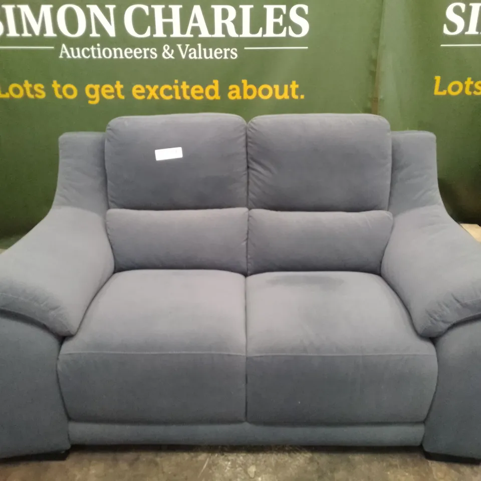 QUALITY ITALIAN DESIGNER DEGANO 2 SEATER - GREY/BLUE NAVY FABRIC