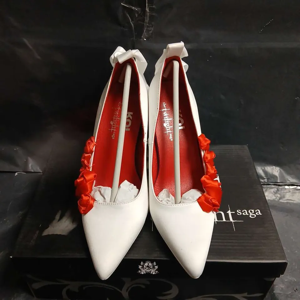BOXED PAIR OF KOI BELLA’S NIGHTMARE ROSE HEELS –  UK SIZE 3  