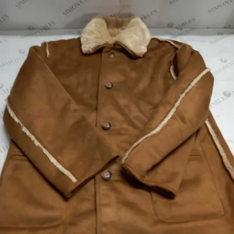 WOMENS BUTTONED SUEDE FAUX FUR COAT SIZE UNSPECIFIED