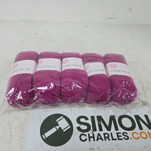 PINK YARN SKEINS – 5-PACK, SUPER VALUE