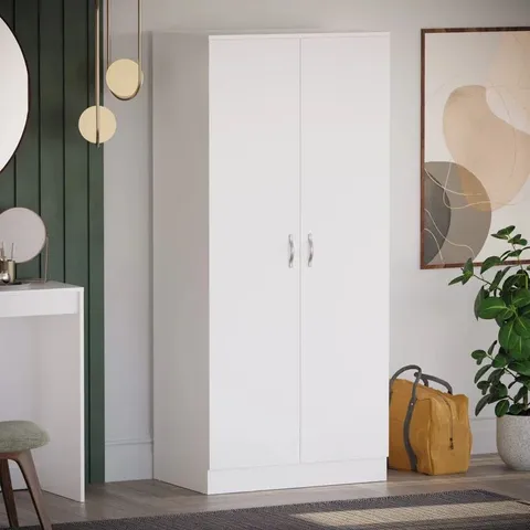 BOXED MAYBERY 2 DOOR WARDROBE WHITE FINISH (2 BOXES)