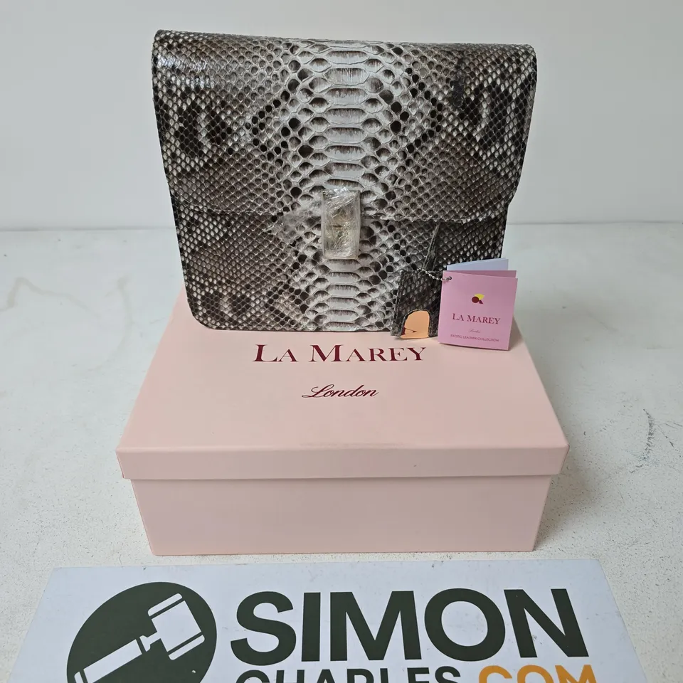 BOXED LA MAREY 100% GENUINE PYTHON SMALL LEATHER BAG WITH ADJUSTABLE SHOULDER STRAP