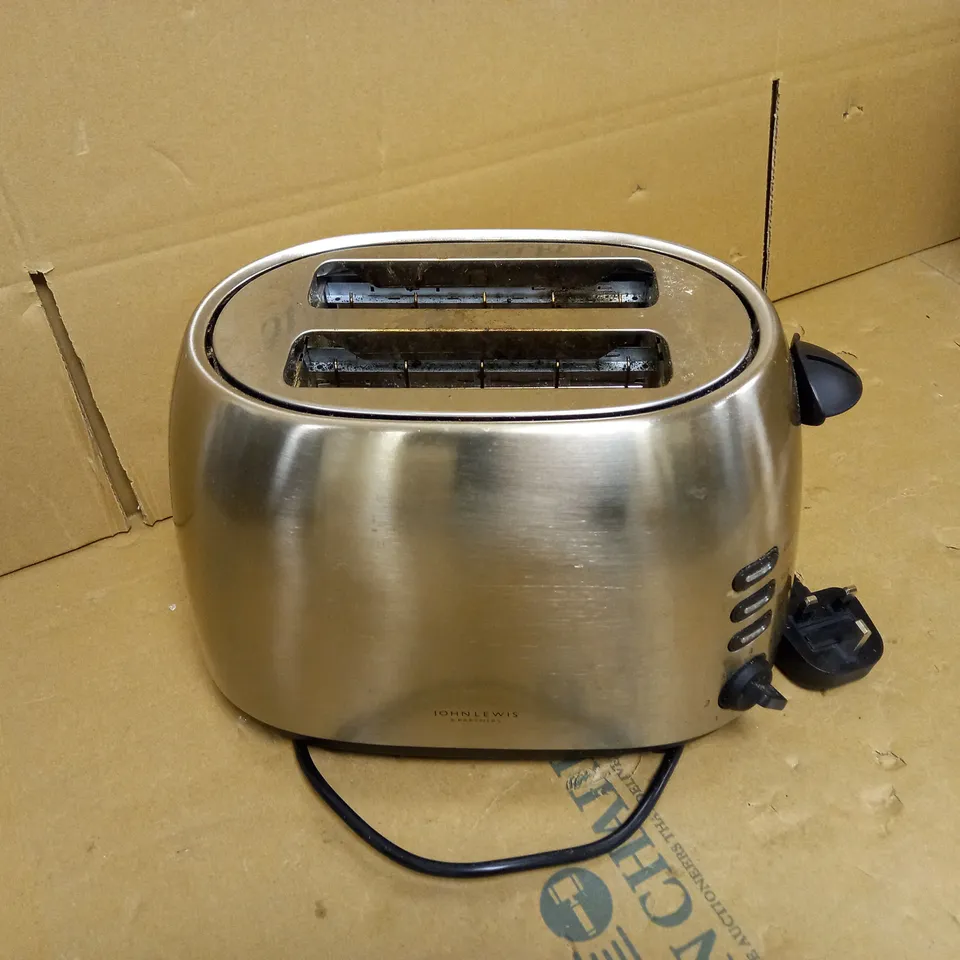 JOHN LEWIS & PARTNERS 2-SLICE TOASTER WITH BRUSHED CHROME-EFFECT HOUSING