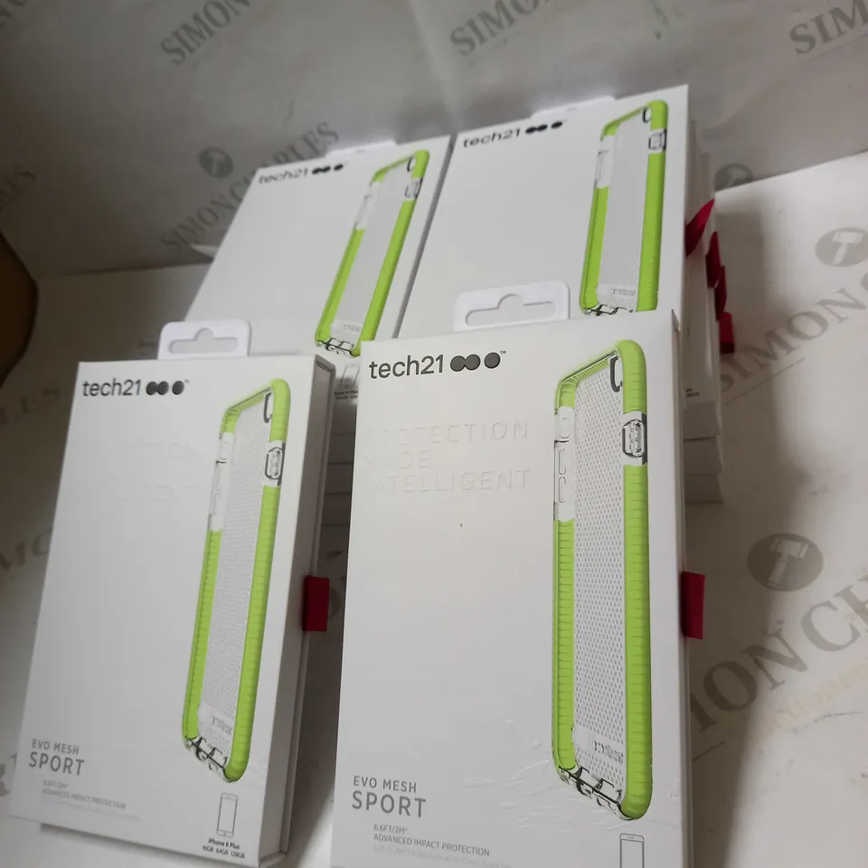 LOT OF APPROX 10 TECH21 EVOMESH SPORT FOR IPHONE 6 PLUS - CLEAR / LIME GREEN 