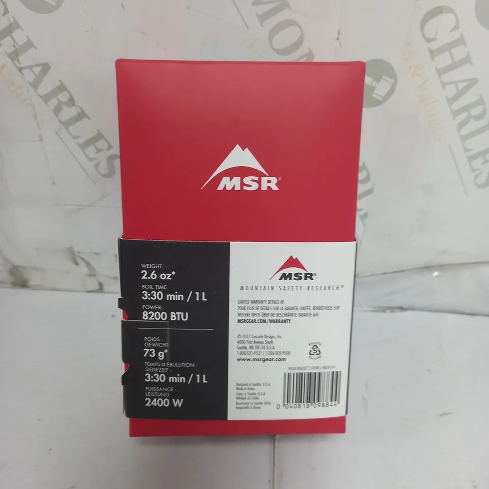 MSR POCKETROCKET ULTRA FAST BOILING STOVE IN RED