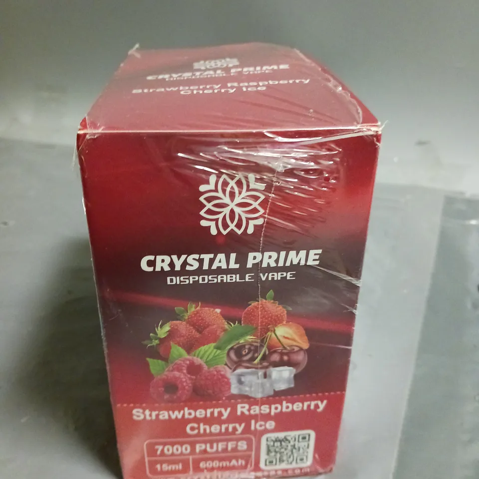 SEALED 10-PACK OF CRYSTAL PRIME 7000 PUFF 15ML VAPES - STRAWBERRY RASPBERRY CHERRY ICE