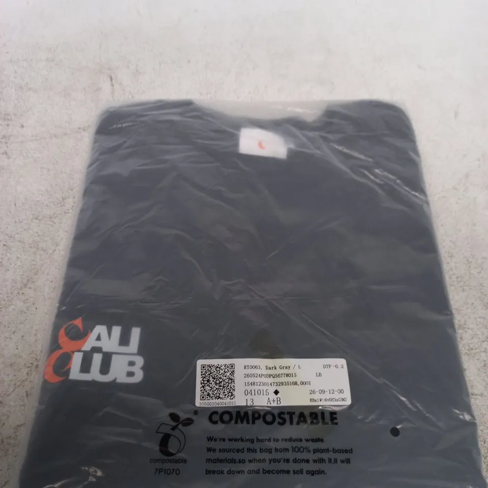 CALI CLUB DARK GREY LOGO TEE SIZE L