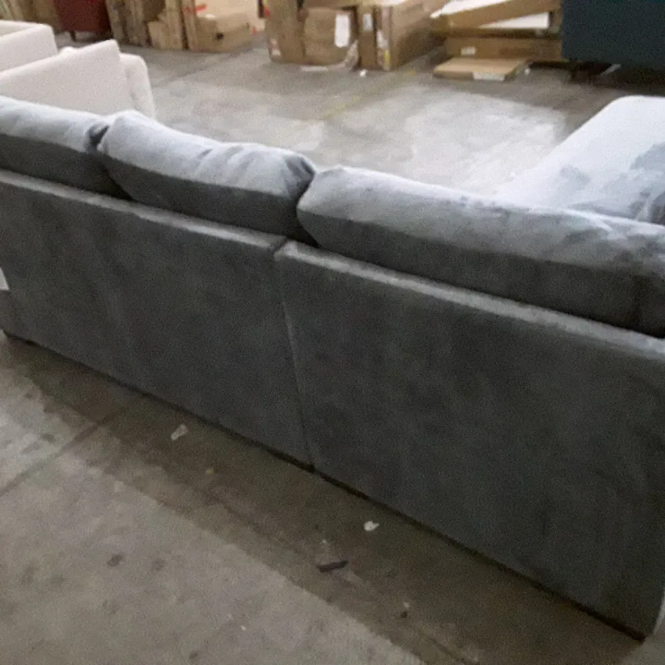 QUALITY DESIGNER  L SHAPED SOFA WITH LHF CHAISE - SMOKE FABRIC 