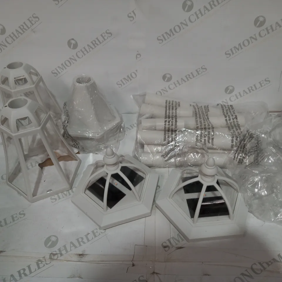 LUXFORM SET OF KENSINGTON SOLAR POWERED LAMP POSTS WHITE