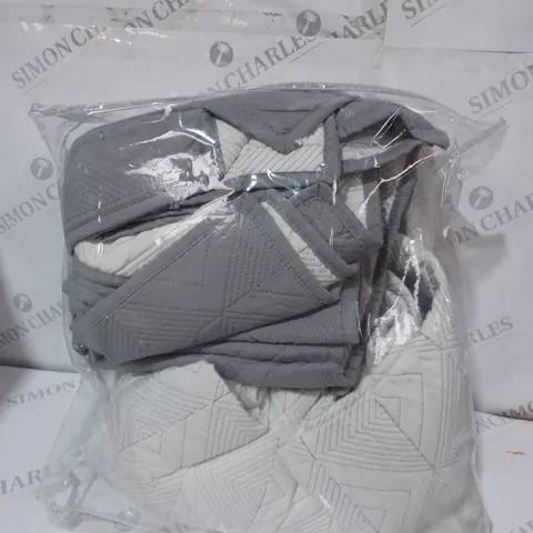 K BY KELLY HOPPEN REVERSIBLE BEDSPREAD AND SHAMS - GREY - KING 