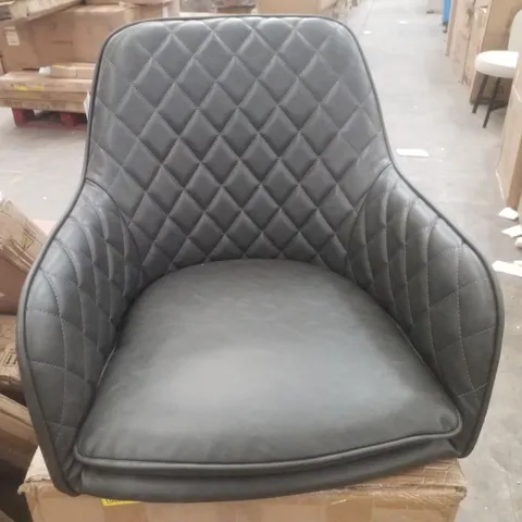 BOXED SET OF 2 YAHEETECH DIAMOND BACK RETRO DARK GREY LEATHER DINING  CHAIRS