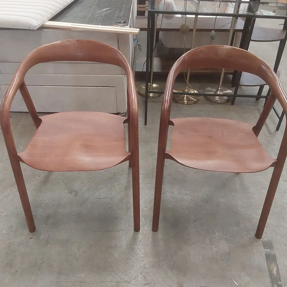 PAIR OF DESIGNER WOODEN DINING CHAIRS