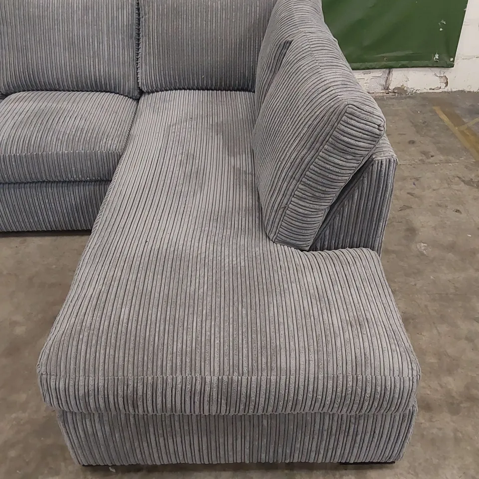 DESIGNER AMALFI STANDARD CORNER CHAISE SOFA IN CORDUROY FABRIC - CHARCOAL 