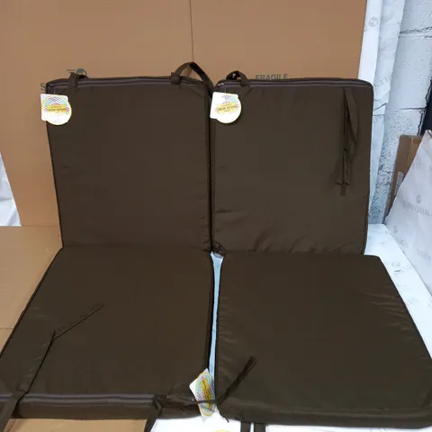 LOT OF 4 BROWN OUTDOOR CHAIR CUSHIONS