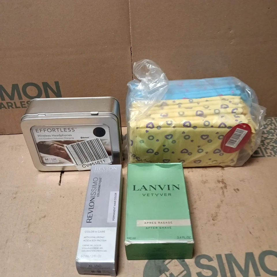 APPROXIMATELY 15 ASSORTED HEALTH & BEAUTY PRODUCTS TO INCLUDE AFTERSHAVE, STORAGE BAGS, SLEEP HEADPHONES ETC 