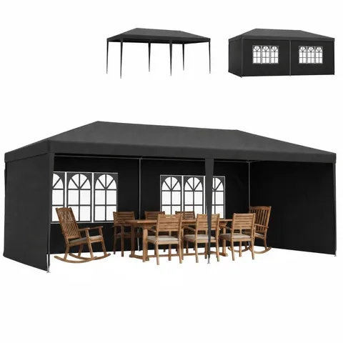 BOXED OUTSUNNY 2.95 X 5.83 M SEMI-OPEN GAZEBO - DARK GREY (1 BOX)