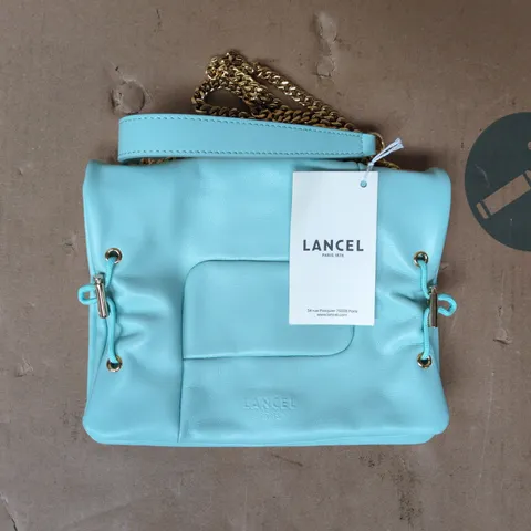 LANCEL PARIS LEATHER HANDBAG – BLUE WITH CHAIN STRAP